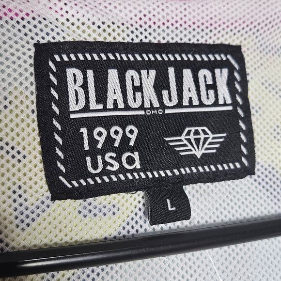 Blackjack 1999 USA Retro 80s 90s Print Windbreaker 1/2 Zip Pullover, size Large - Picture 5 of 5